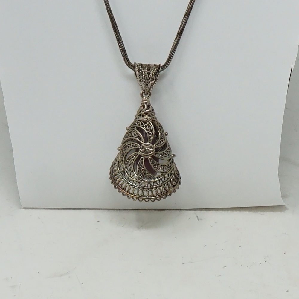 Silver Bohemian Charm with Purple Stone